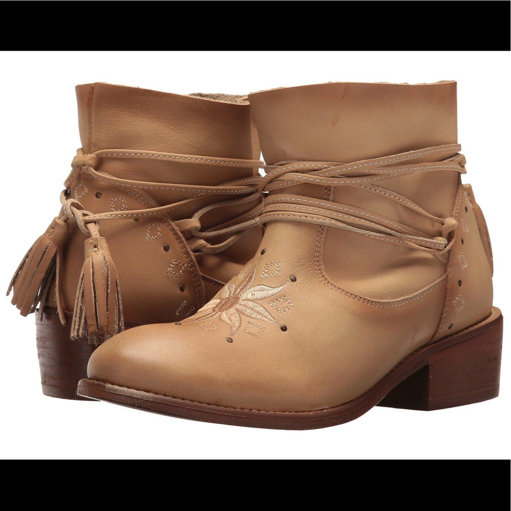 Taupe Lace-up Fringe Booties